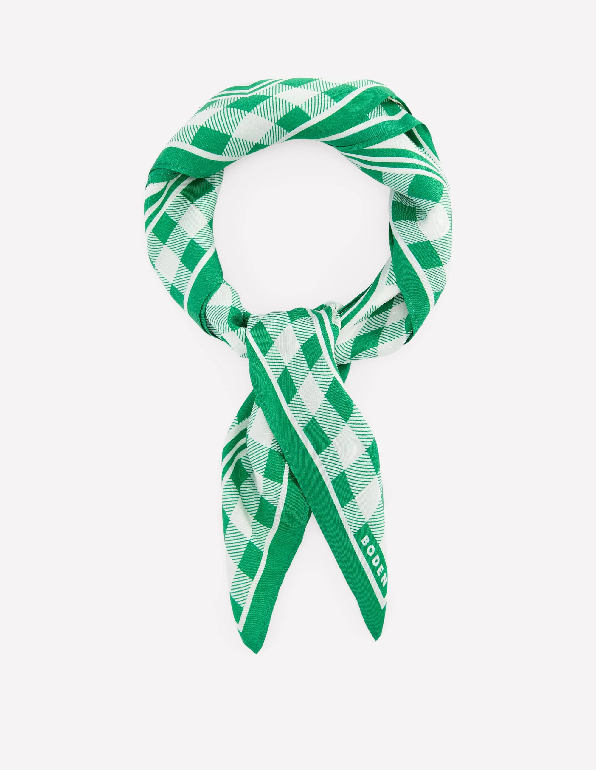 Elisabeth Silk Square Scarf-Green Gingham | Boden (US)