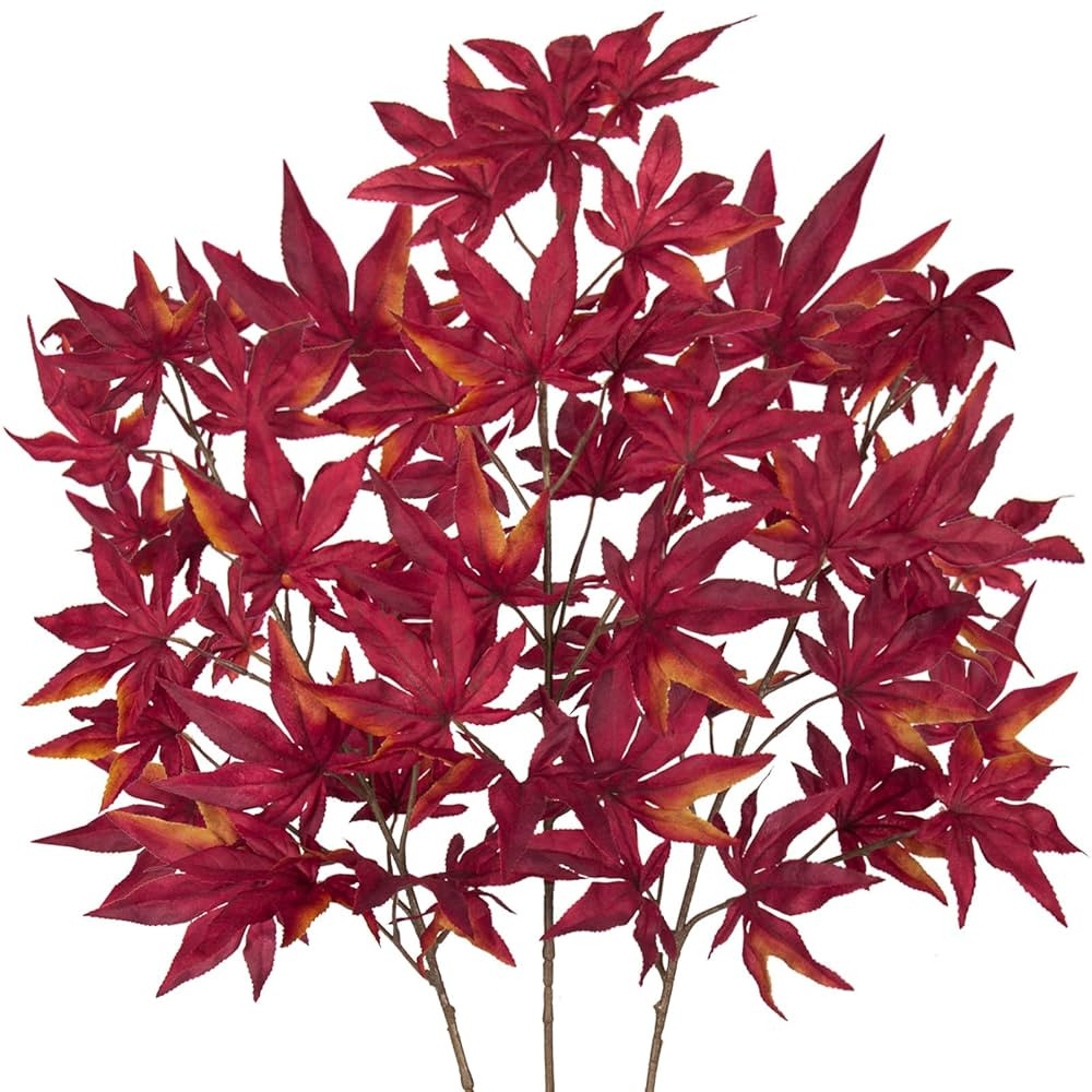 DILATATA 30 inch Artificial Maple Leaves Branch Fake Maple Shrubs Faux Fall Branches for Home Flo... | Amazon (US)