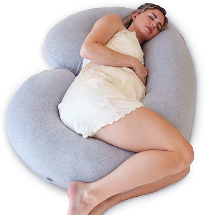 The CeeCee Pillow by PharMeDoc Pregnancy Pillow C-Shape Full Body Maternity Pillow (Grey Jersey C... | Amazon (US)