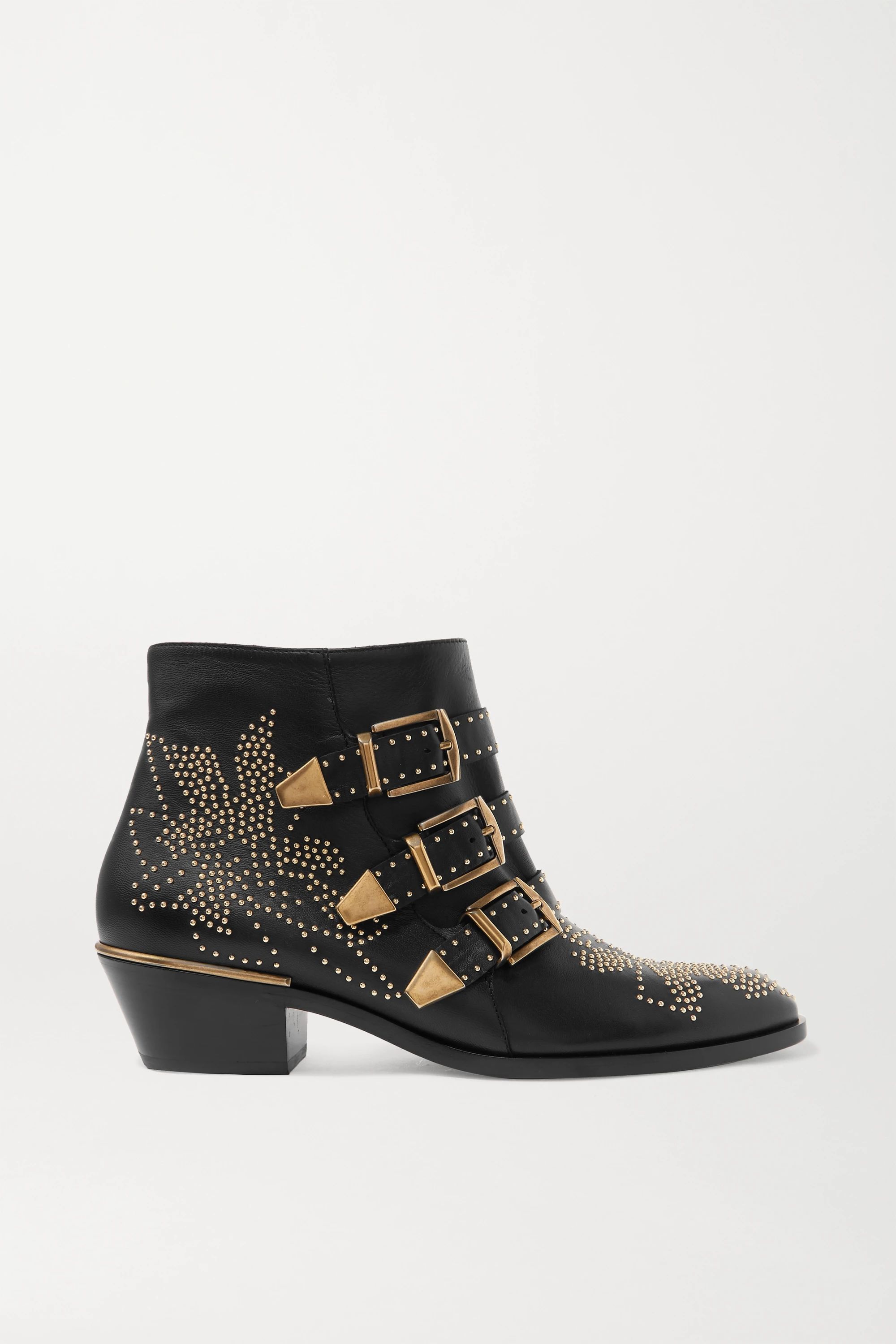 Black Susanna studded leather ankle boots | Chloé | NET-A-PORTER | NET-A-PORTER (US)