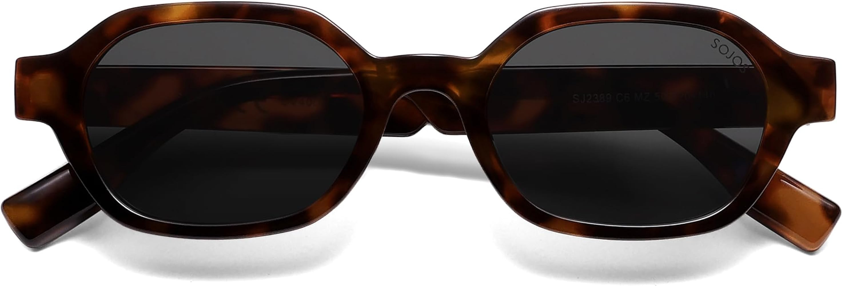 SOJOS Retro Polarized Hexagonal Rectangle Sunglasses Women Men SJ2389,Small | Amazon (US)
