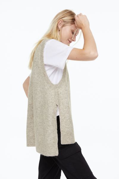 Knit Sweater Vest - Beige melange - Ladies | H&M US | H&M (US + CA)