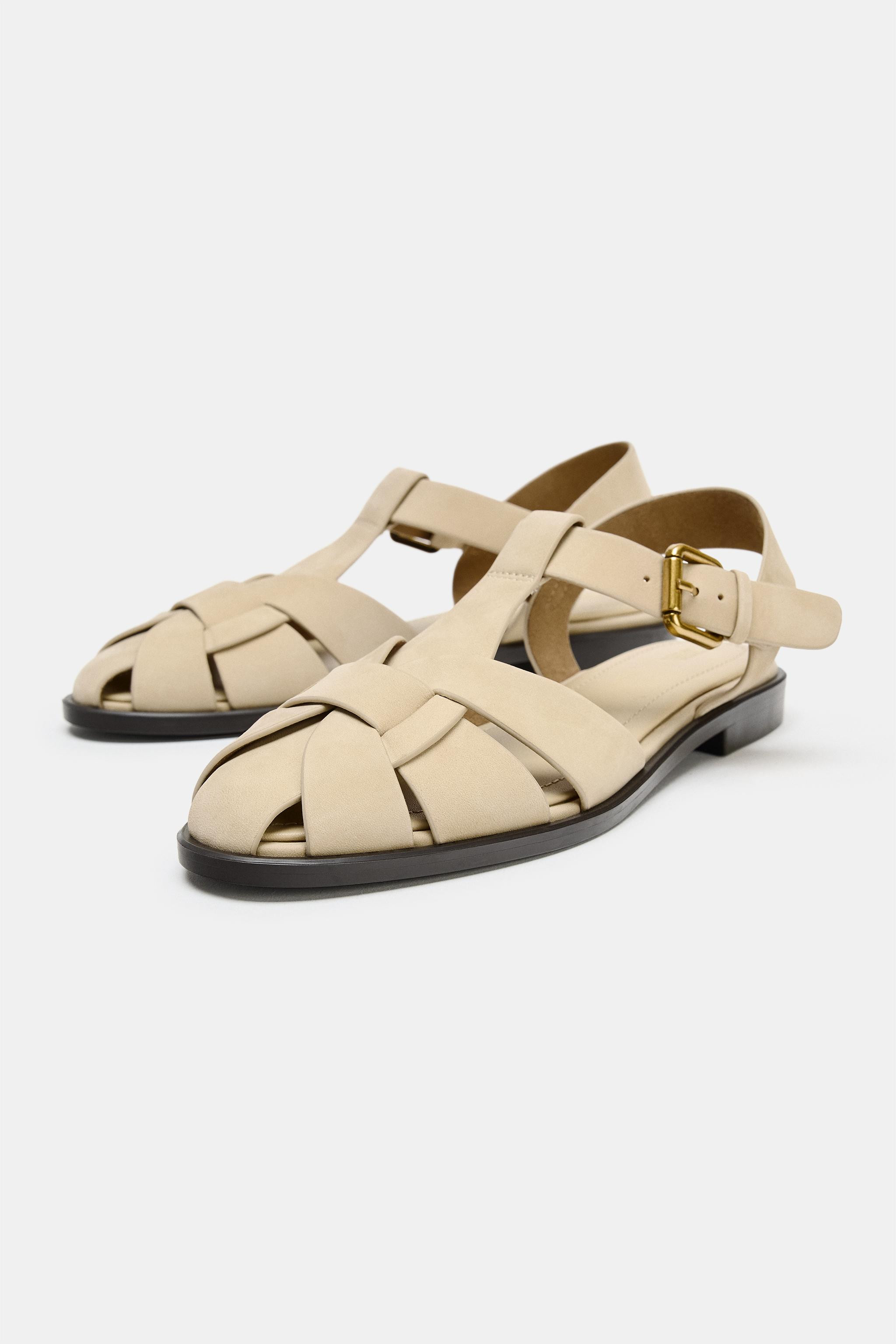 LEATHER CAGE SANDALS | Zara US