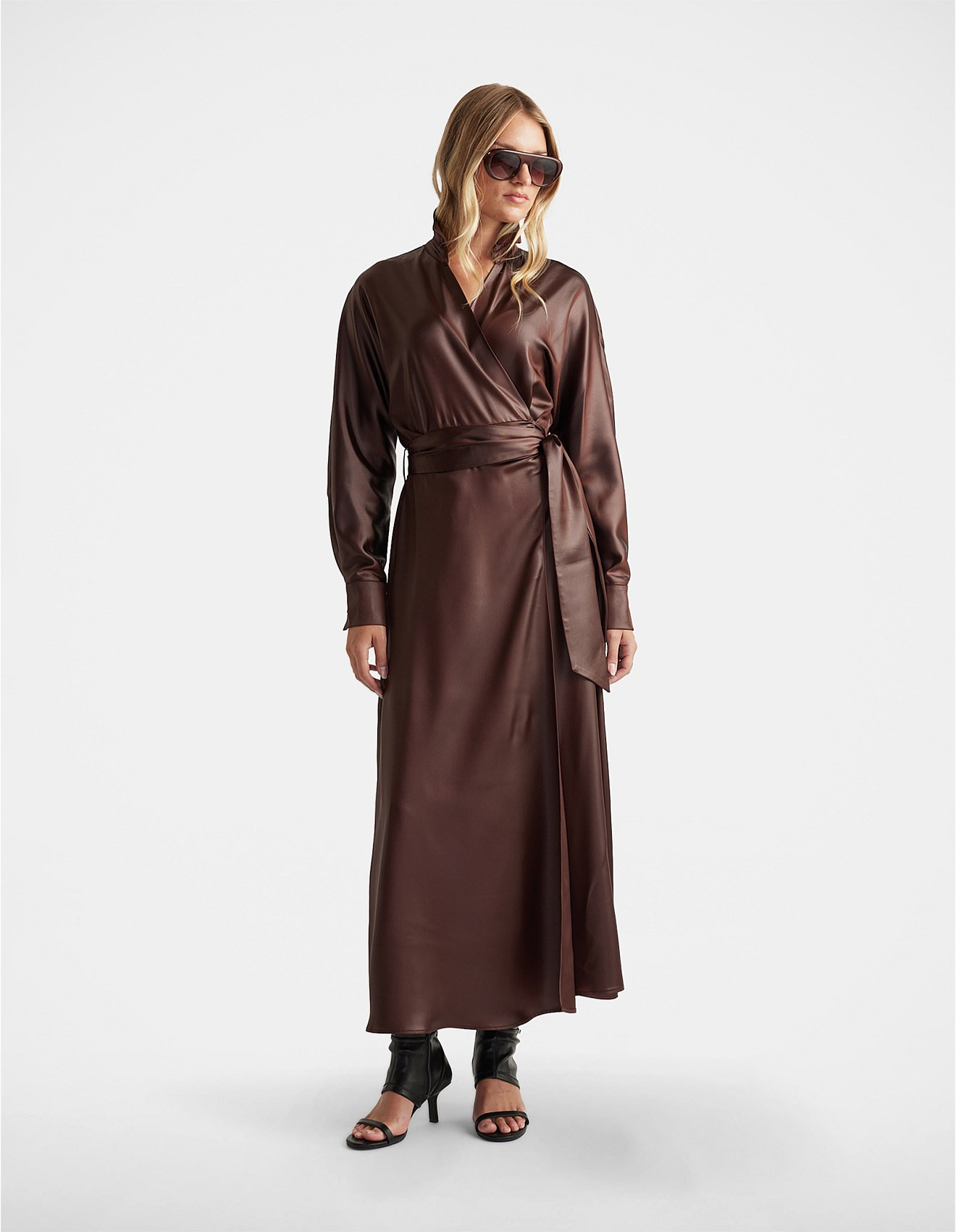 BREE SATIN WRAP MAXI DRESS | David Jones (Australia & New Zealand)