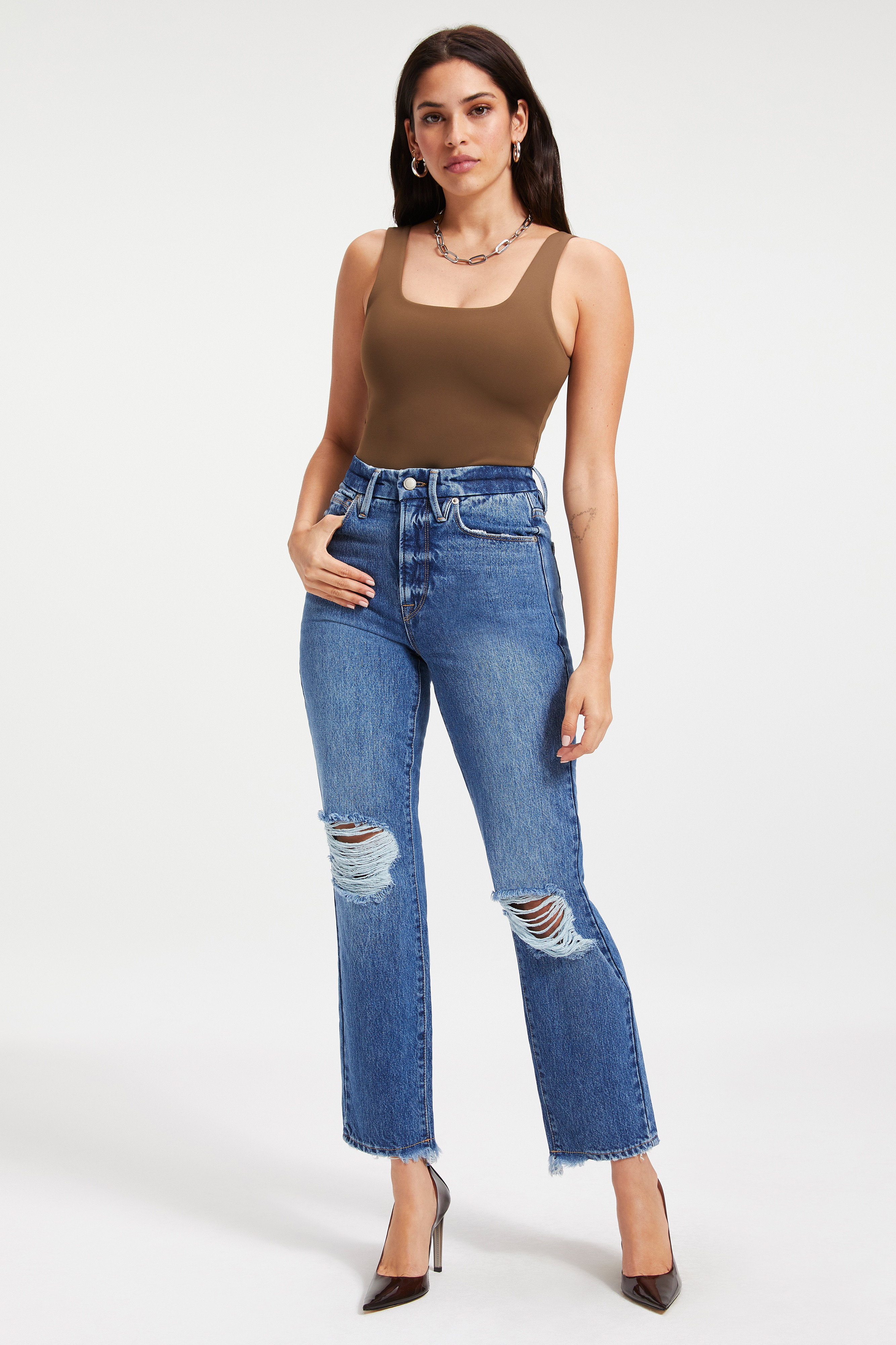 GOOD VINTAGE JAGGED STEP HEM | INDIGO044 | Good American