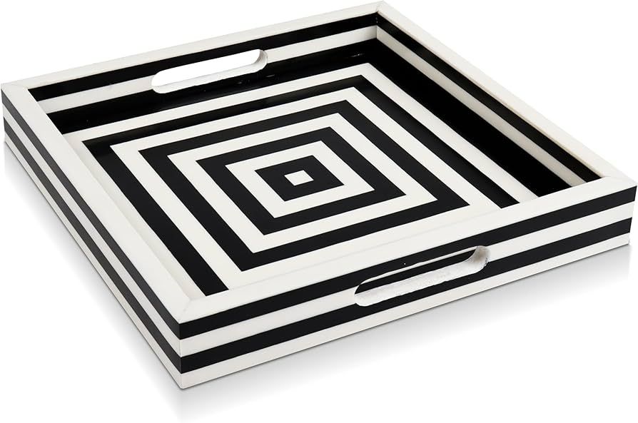 Handicrafts Home Handmade Concentrics Pattern Inspired Decorative Tray - 12x12 Ottoman Tray, Mult... | Amazon (US)