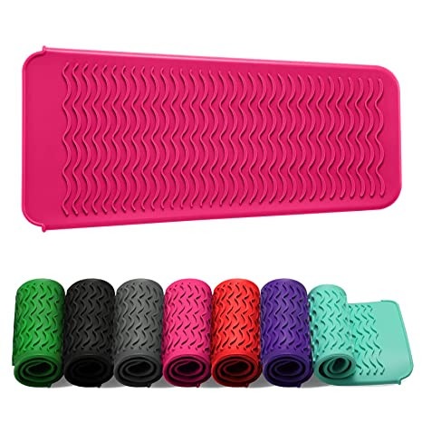 ZAXOP Resistant Silicone Mat Pouch for Flat Iron, Curling Iron,Hot Hair Tools (Hotpink) | Amazon (US)