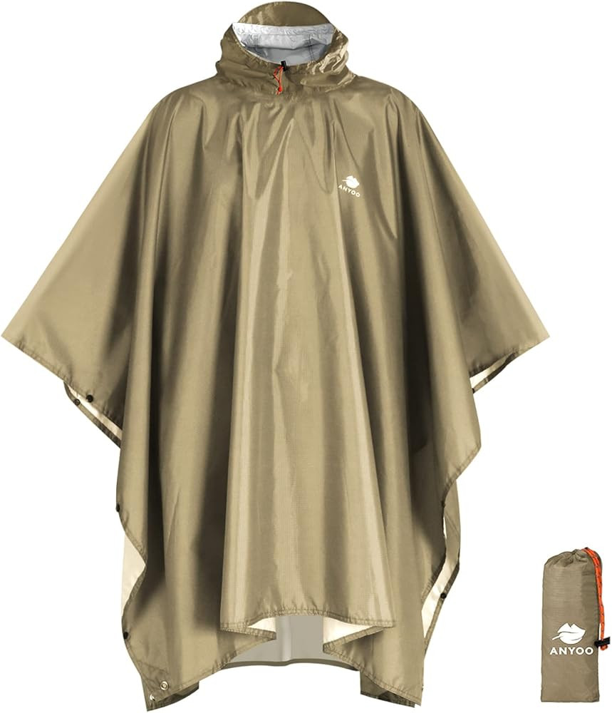 ANYOO Waterproof Rain Poncho Lightweight Reusable Hiking Rain Coat Jacket with Hood for Outdoor A... | Amazon (UK)