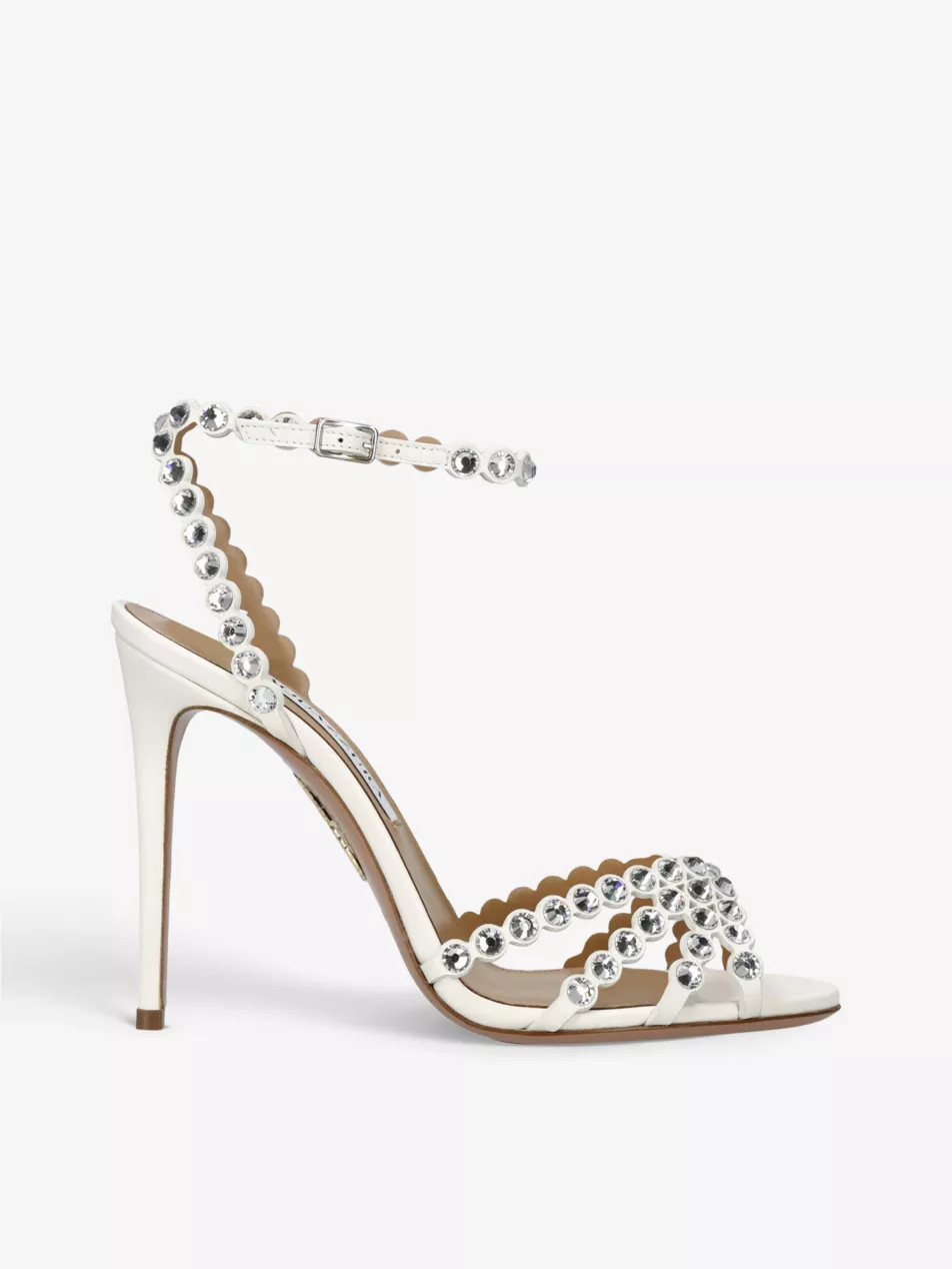 Tequila 105 crystal-embellished leather heeled sandals | Selfridges