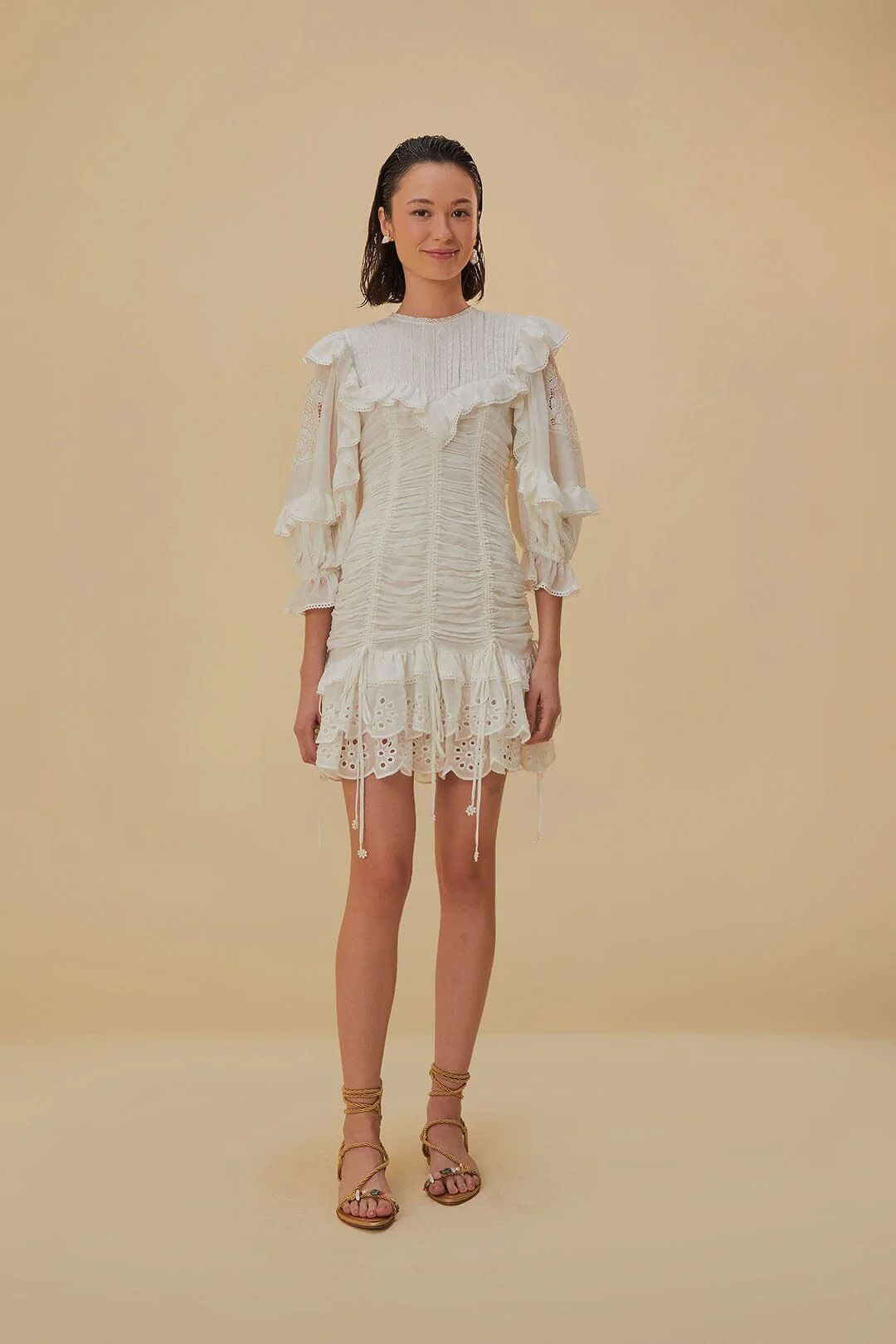 White Lace Organic Cotton Mini Dress | FarmRio