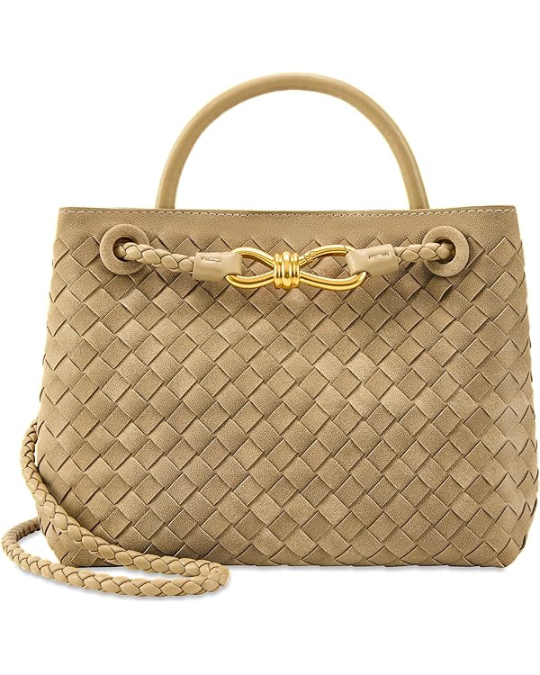 Woven Tote Bag for Women Leather Shoulder Handbag Designer Top Handle Purses | Amazon (US)