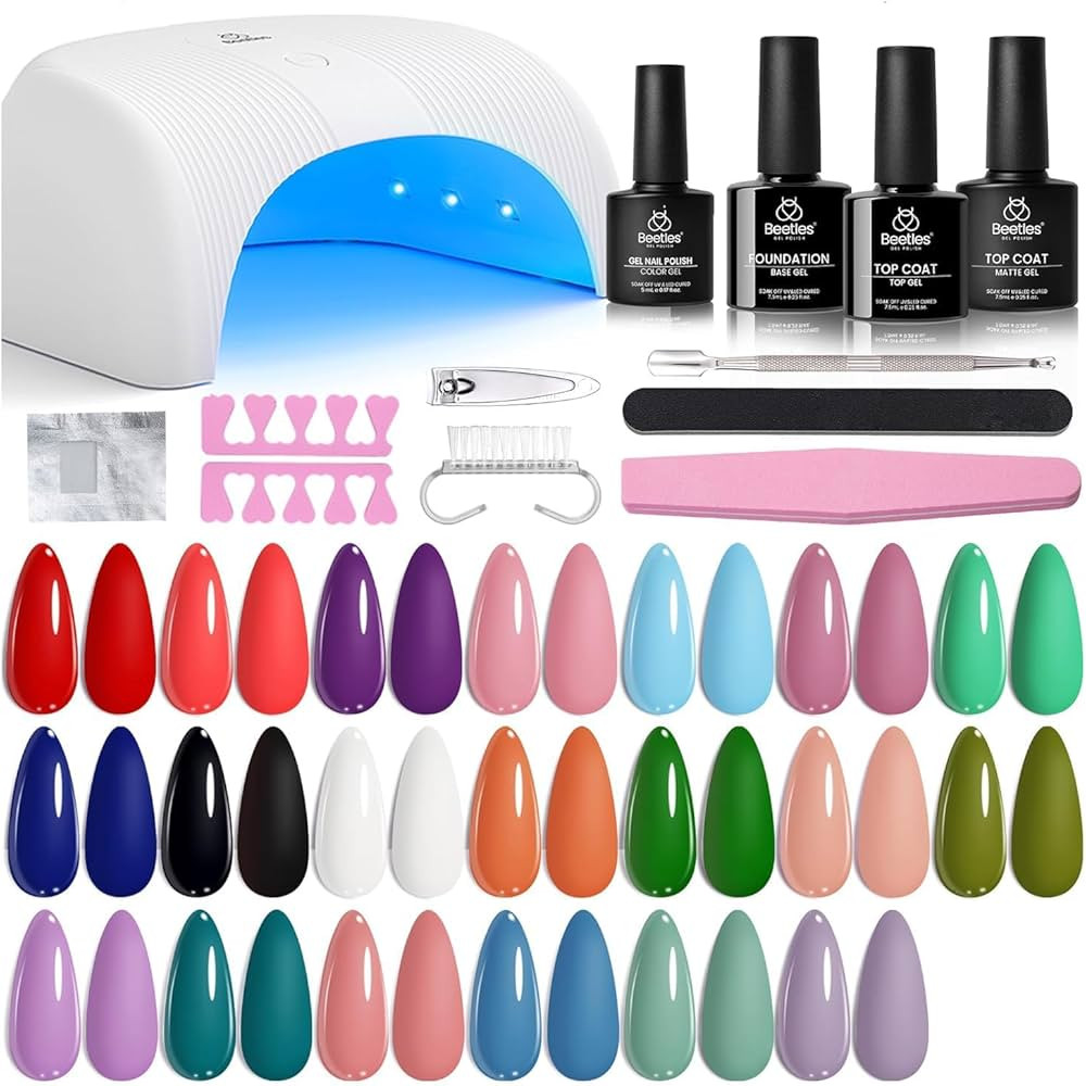 Beetles Gel Nail Polish Kit with UV Light - 31Pcs Nail Polish Set Popular Color Gel with Base and... | Amazon (US)
