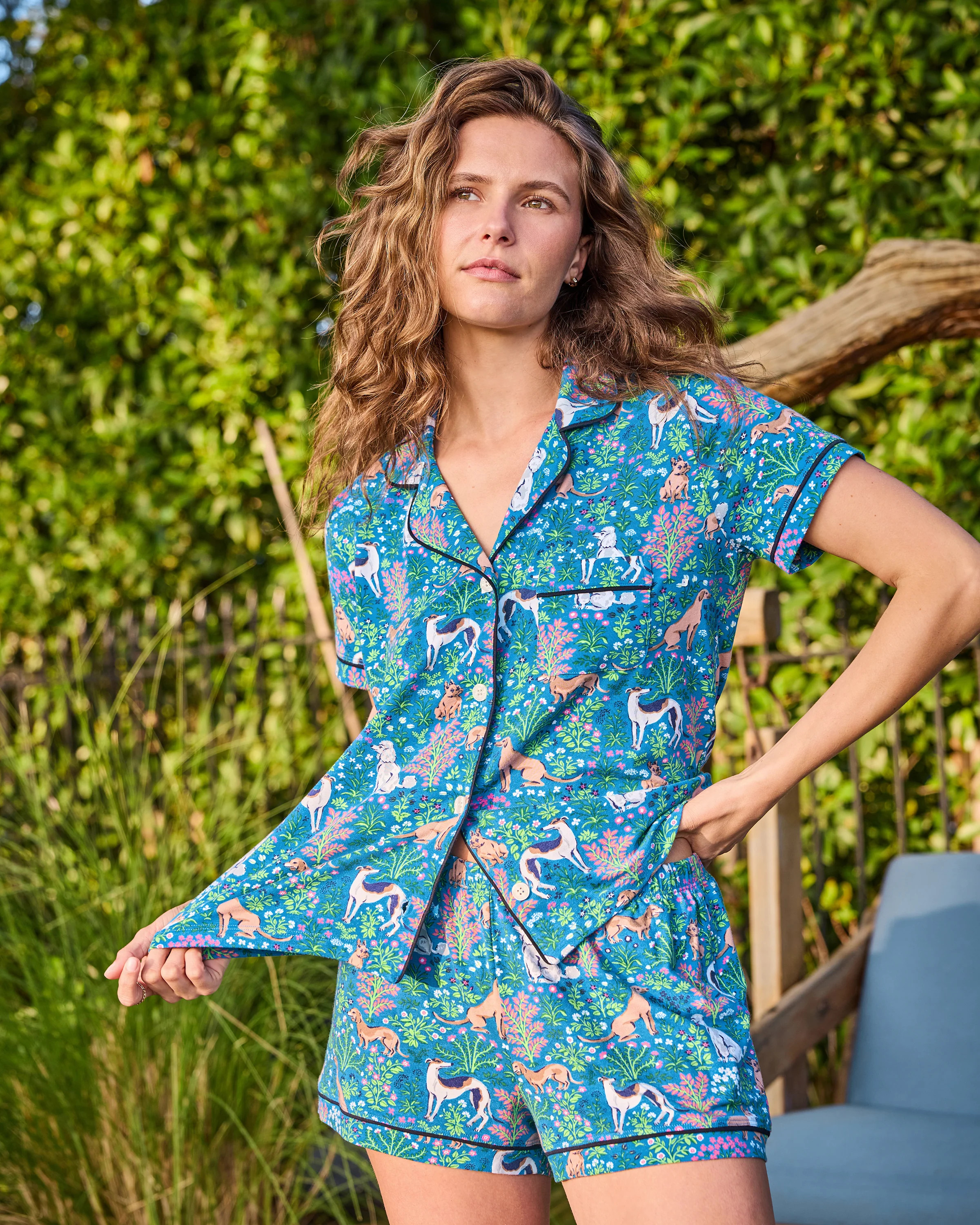 Must Love Dogs - Organic Pima Modal Knit Short PJ Set - Cerulean | Printfresh