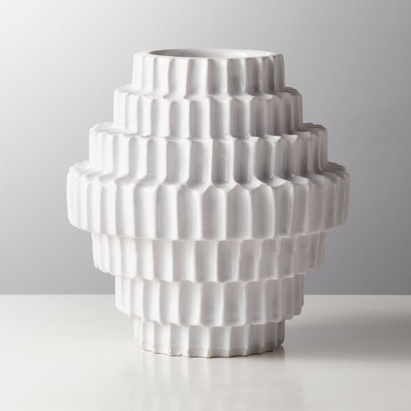 Dial Modern Textured White Vase + Reviews | CB2 | CB2