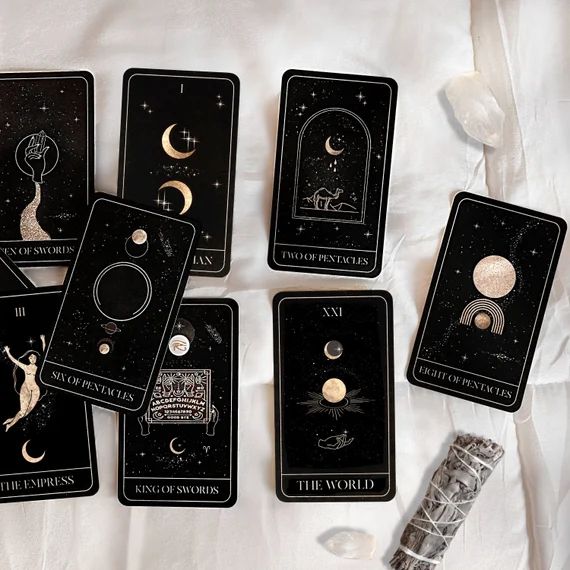 Luna Soleil Tarot Deck  Black and Gold Tarot Cards  78 Card | Etsy | Etsy (US)