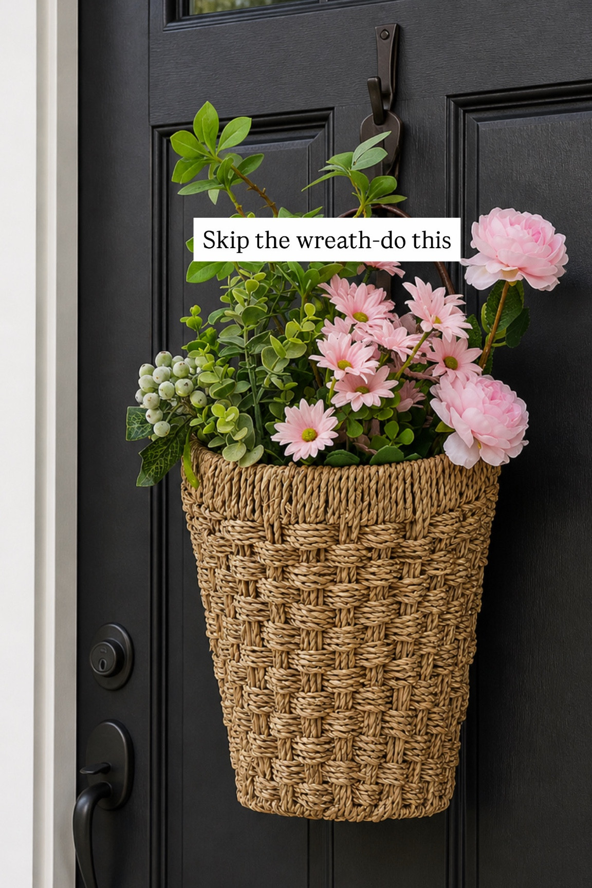 Skip the front door wreath and hang a basket instead. Perfect to change out the florals for each season!

#LTKSeasonal #LTKHome