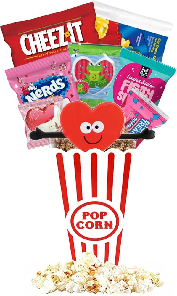 Valentine's Day Movie Night Gift Basket - Sweet Treats and Popcorn Love in a Movie Night Bucket -... | Amazon (US)