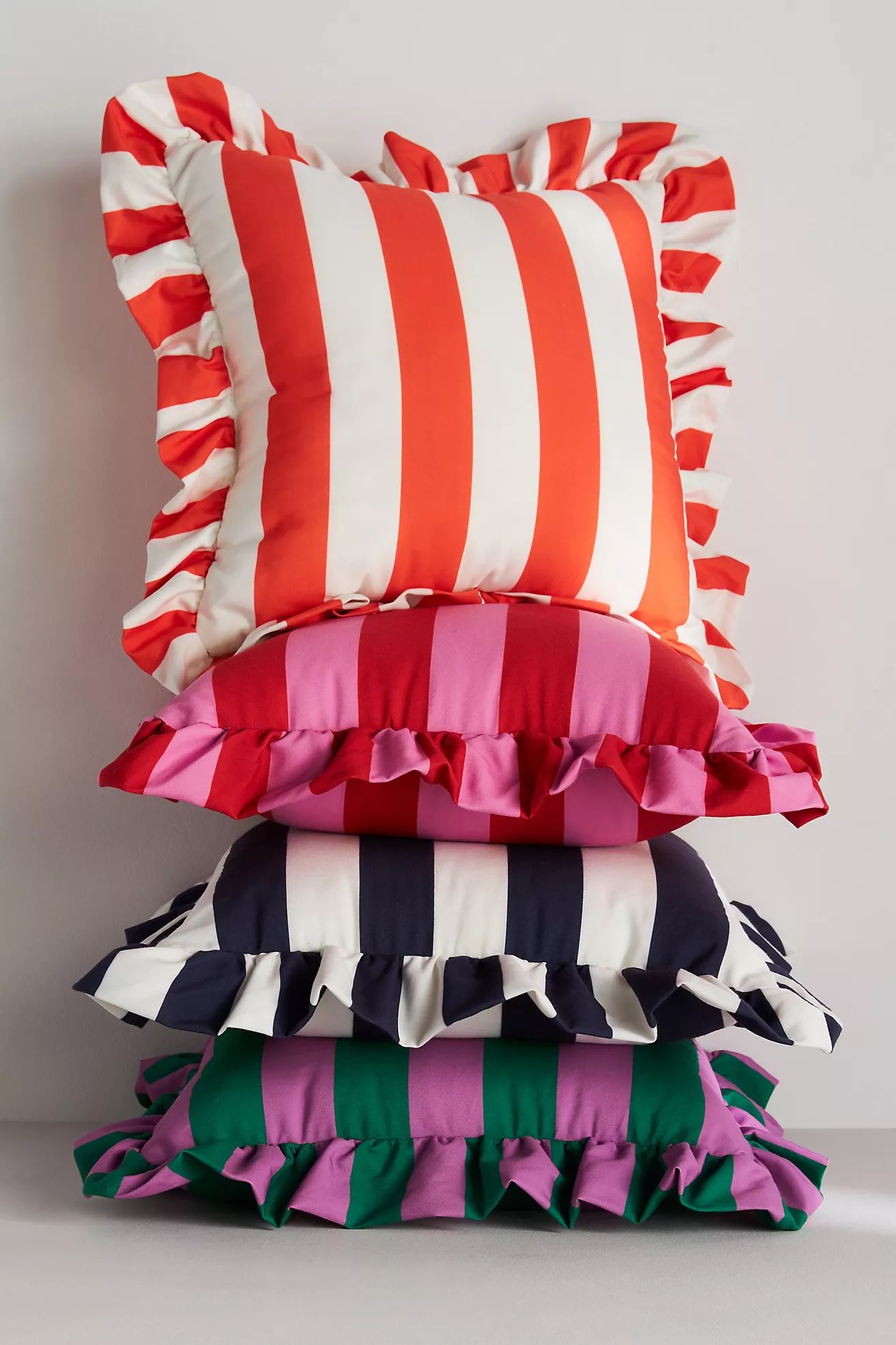 Maeve by Anthropologie Striped Ruffle Indoor/Outdoor Pillow | Anthropologie (US)