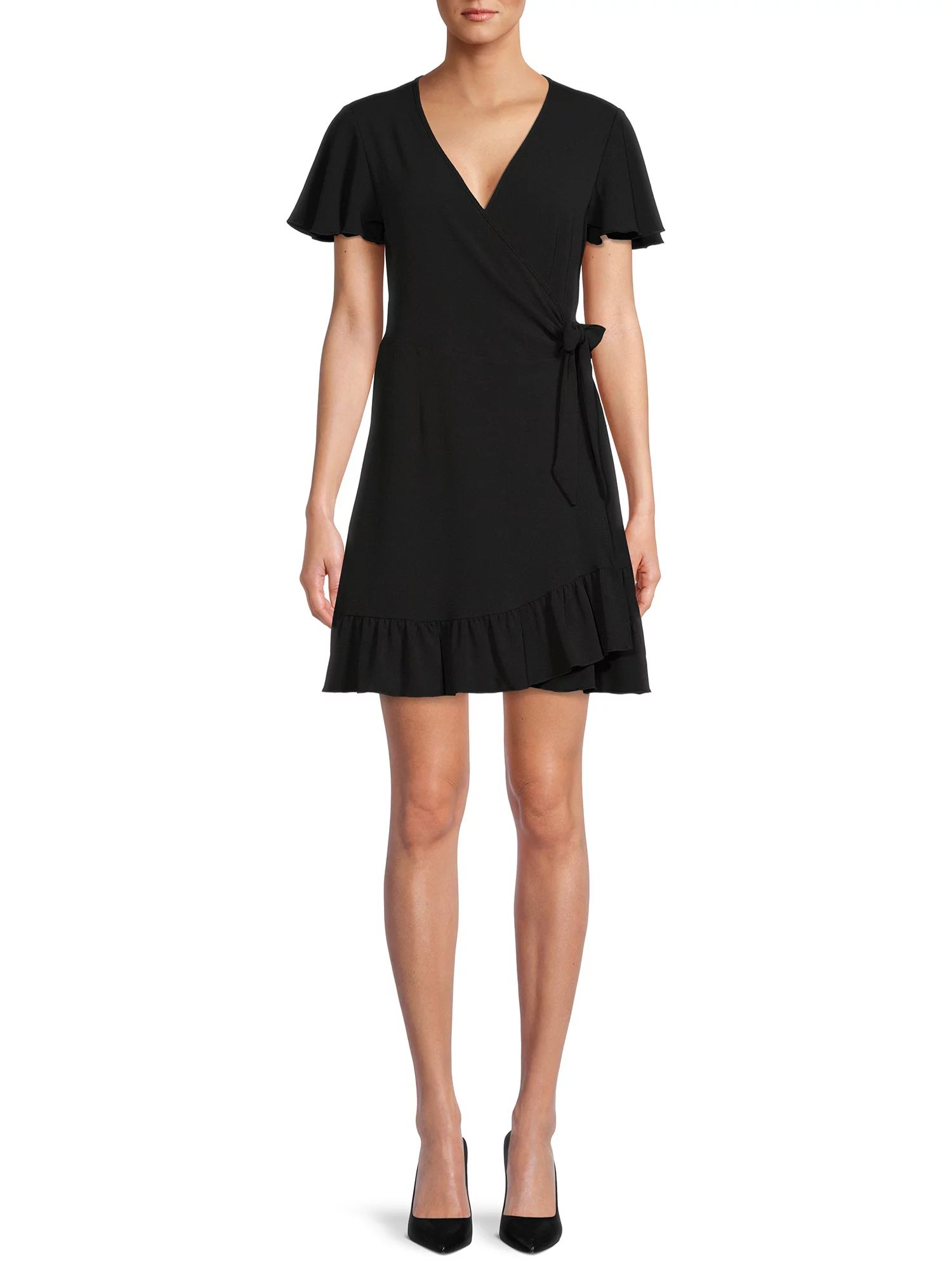 Nine.Eight Women Flutter Sleeve Short Wrap Dress | Walmart (US)