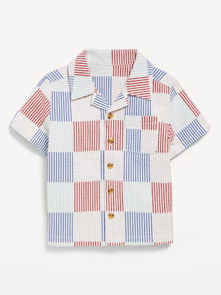 Printed Short-Sleeve Textured Pocket Shirt for Toddler Boys | Old Navy (US)