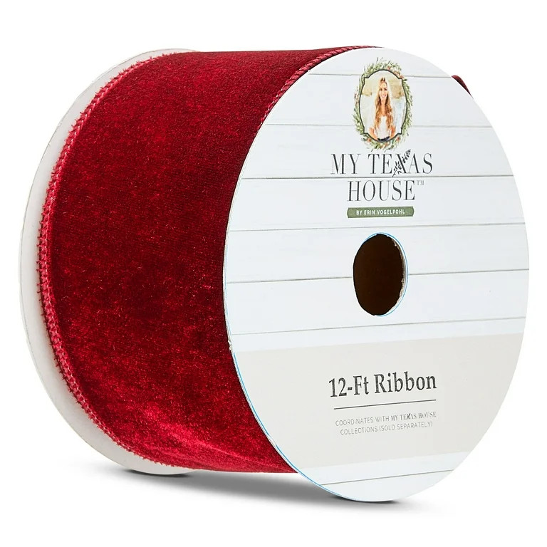Burgundy Velvet Christmas Ribbon, 12', by My Texas House | Walmart (US)