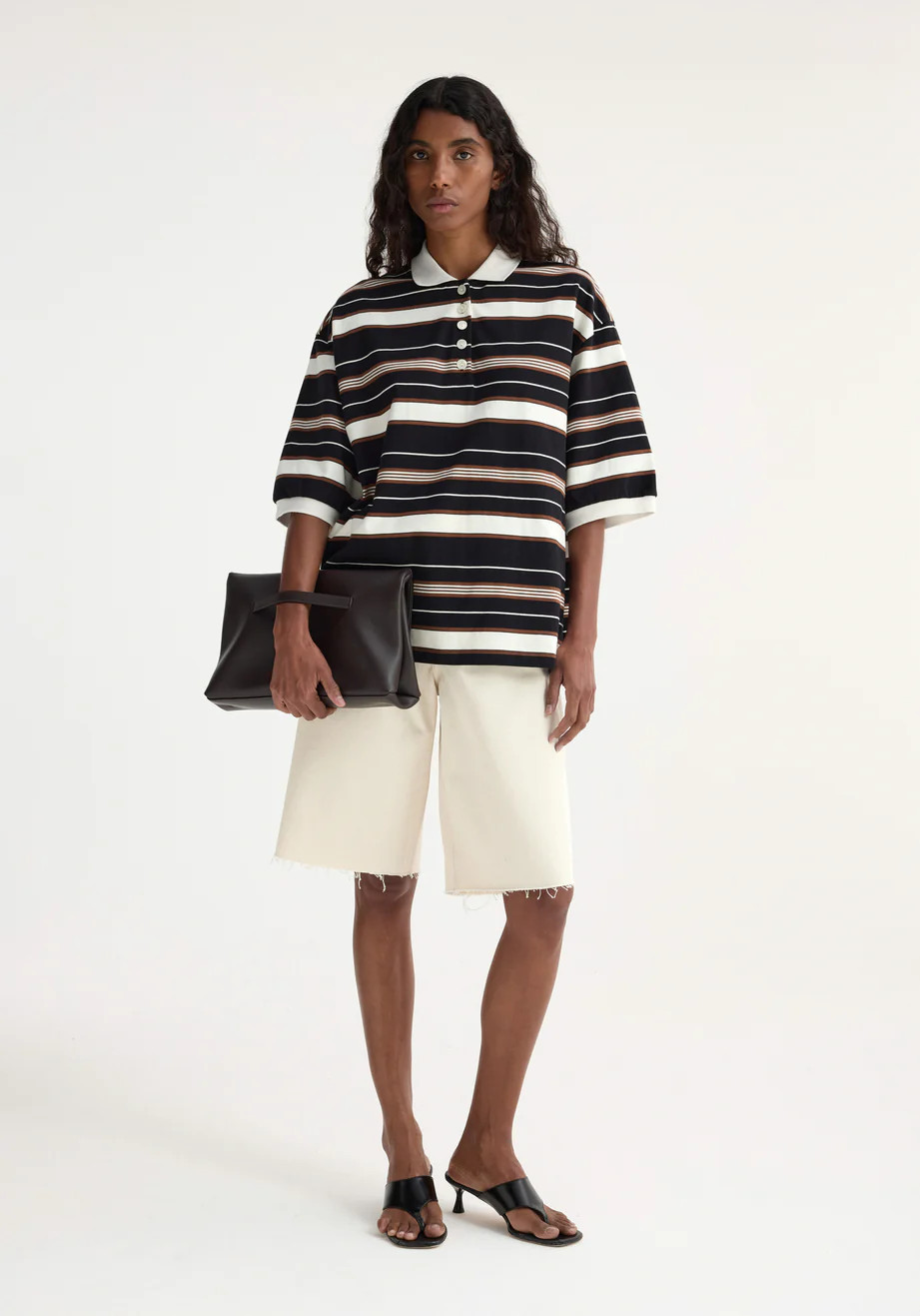 striped oversized polo | block stripe | Rohe
