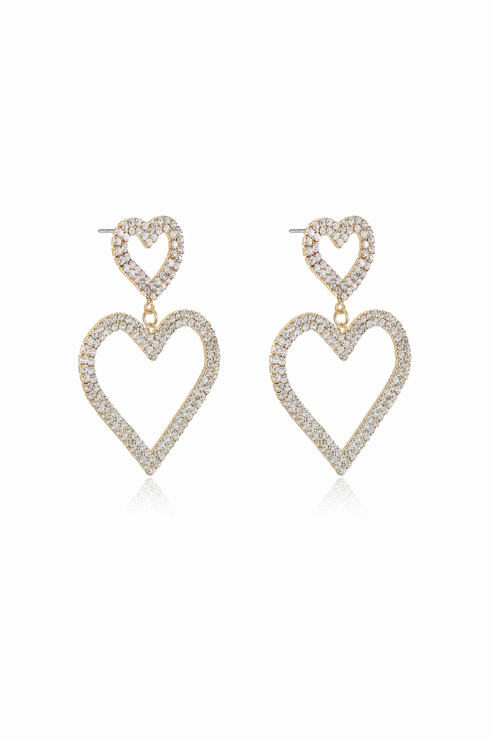 Double Trouble Heart Crystal Earrings | Ettika