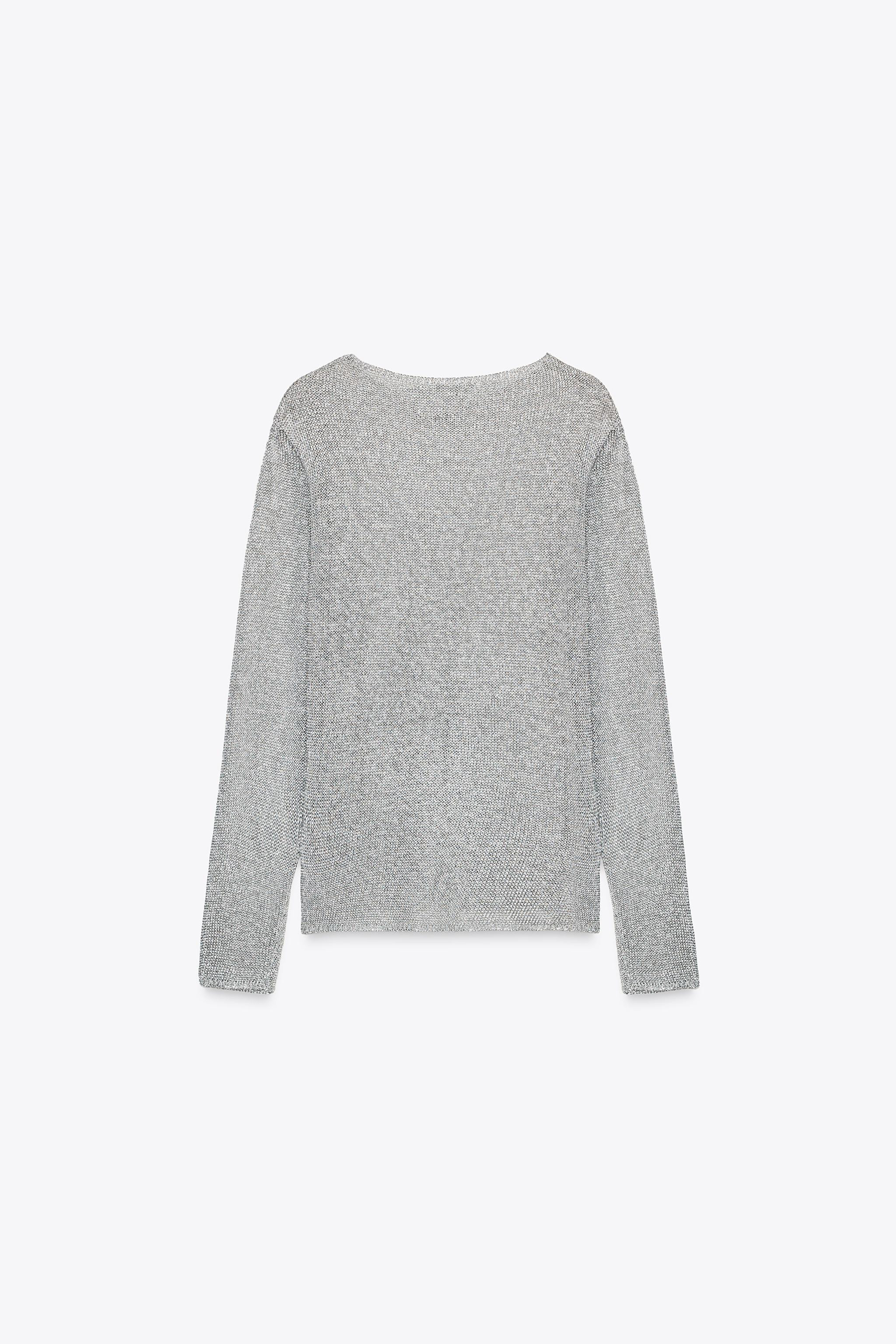 Knitted jumper made with metallic yarn. Round neck and long sleeves.Silver | 4737/005/808Product ... | Zara UK