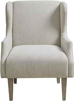 Martha Stewart Malcom Upholstered Wingback Accent Chair with Solid Wood Legs and Recessed Arms, C... | Amazon (US)