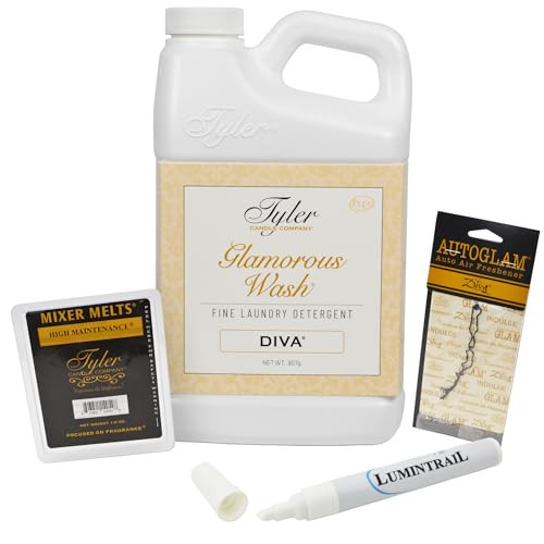 Tyler Candle Laundry Detergent Glamorous Wash, Diva 32 oz Bundle with Tyler Candle Mixer Melts, Autoglam Freshener, and Stain Remover Pen, (32111) | Amazon (US)
