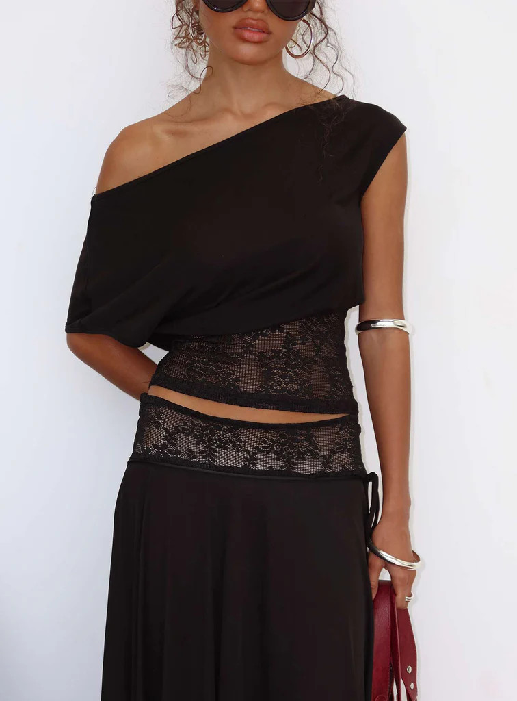 Marienna One Shoulder Lace Top Black | Princess Polly US