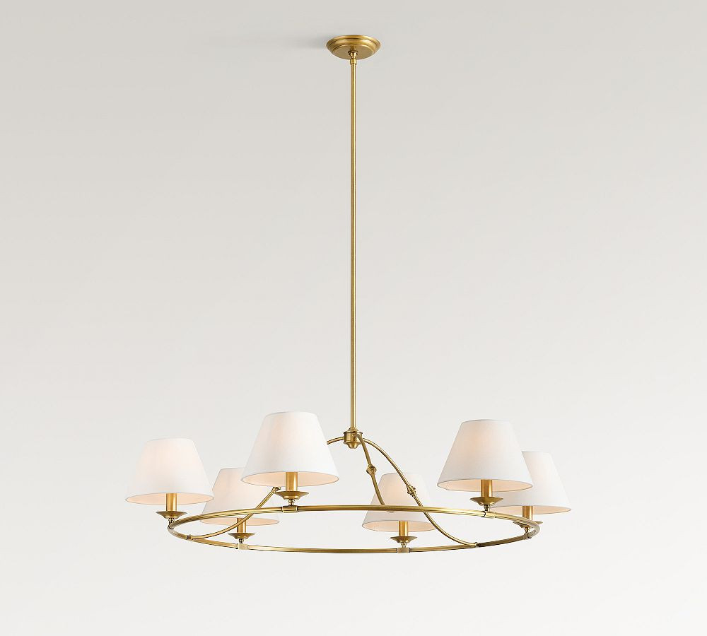 Oxford Metal & Linen Round Chandelier (36"-50") | Pottery Barn (US)