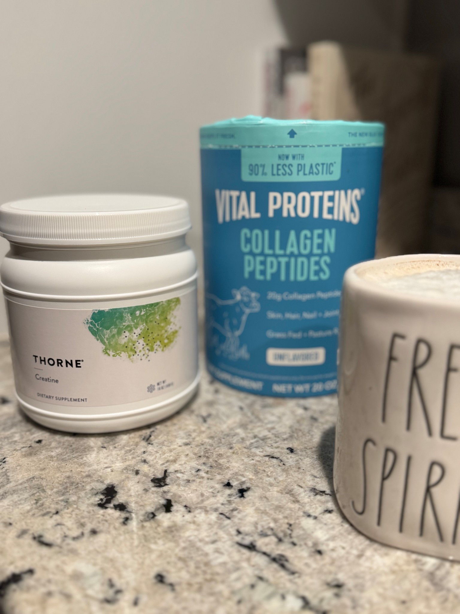 My morning supplements! I mix my collagen and creatine in my morning coffee because they don’t have flavor. 
Creatine is a great supplement for your body and mind. Collagen has done wonders for my hair, skin and nails- especially postpartum. 👏🏼

#LTKActive #LTKBeauty