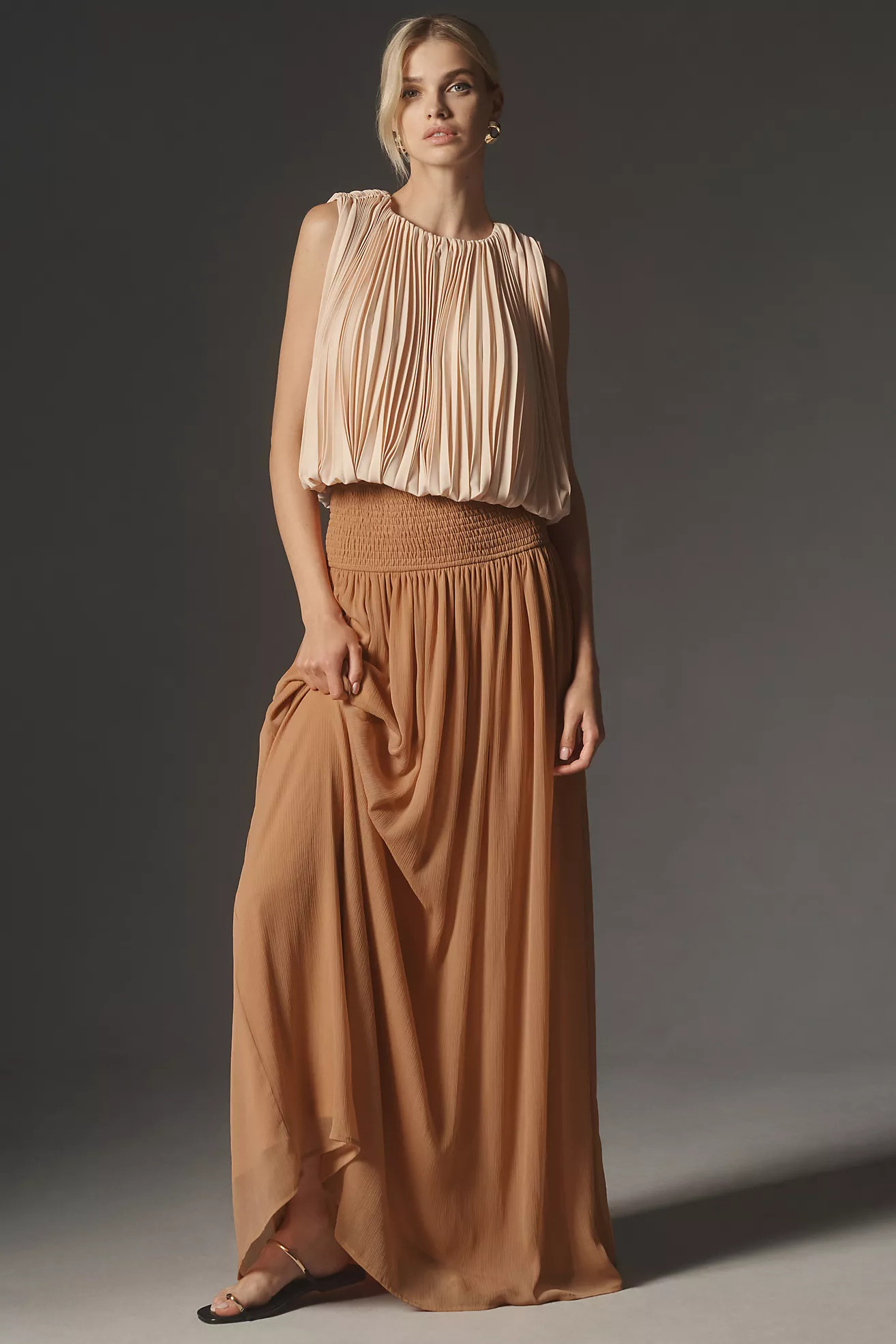By Anthropologie Smocked Sheer Maxi Skirt | Anthropologie (US)