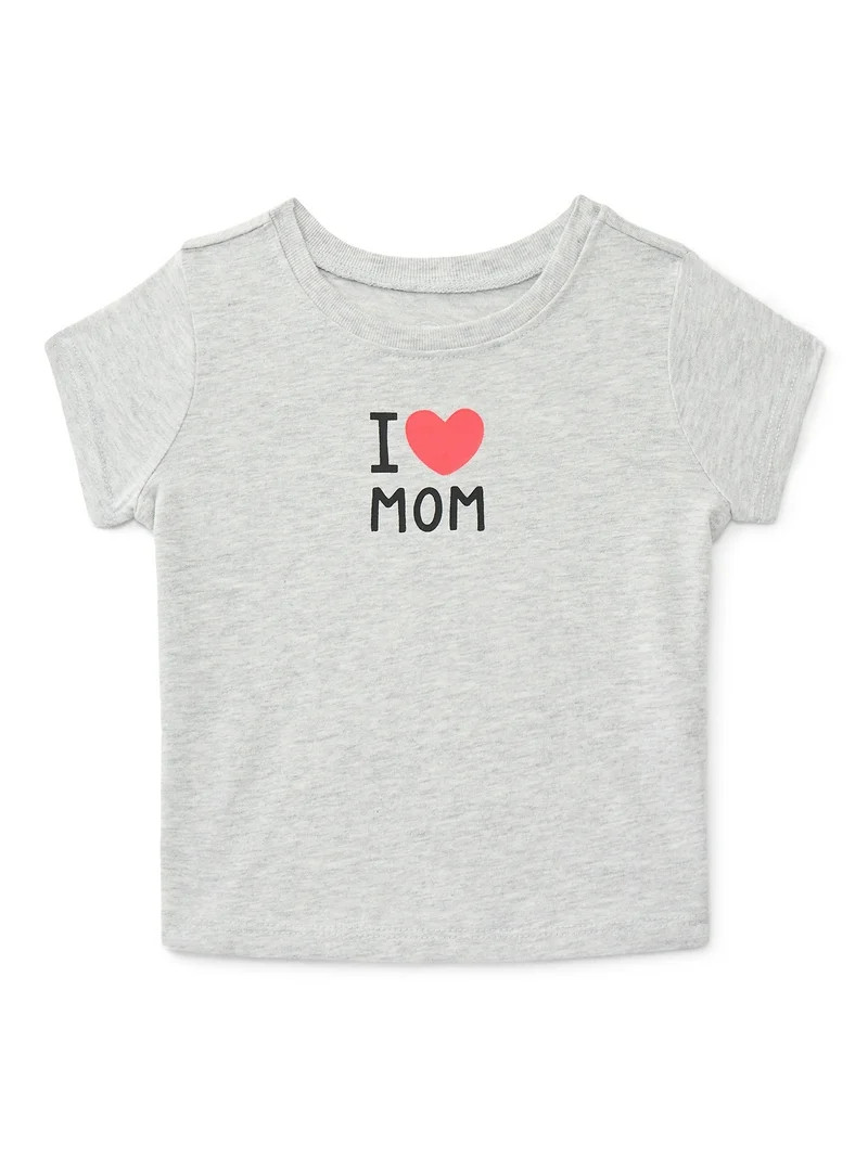 Wonder Nation Baby Girls Crewneck Tee with Short Sleeves, Sizes 0/3M-24M | Walmart (US)