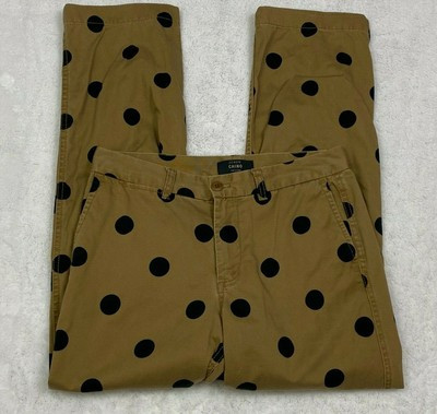 J. Crew Womens Chinos Dark Tan Black Polka Dot 100% Cotton Sz 4 | eBay US