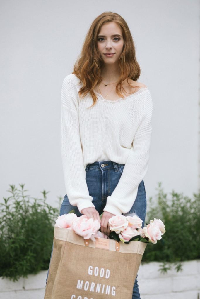 Jessa Lace Trim Sweater | Morning Lavender