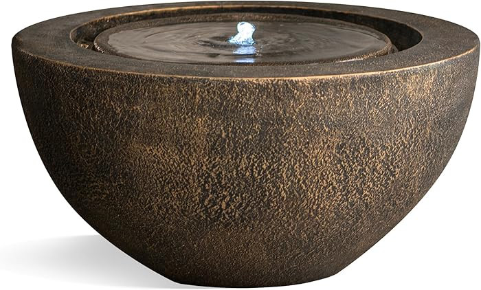 XBrand 19.8" W Round Sphere Water Fountain Indoor Outdoor with LED Light, Polyresin Bubbler Featu... | Amazon (US)