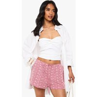 boohoo Women's Petite Embroidered Gingham Shorts in Red | Size: 2 | Woven | boohoo (US & Canada)