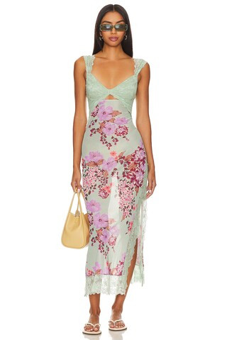 x Intimately FP Suddenly Fine Maxi Slip Dress In Sage Combo | Revolve Clothing (Global)
