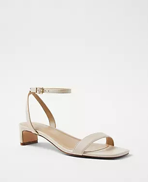 Leather Blade Heel Ankle Strap Sandals | Ann Taylor (US)