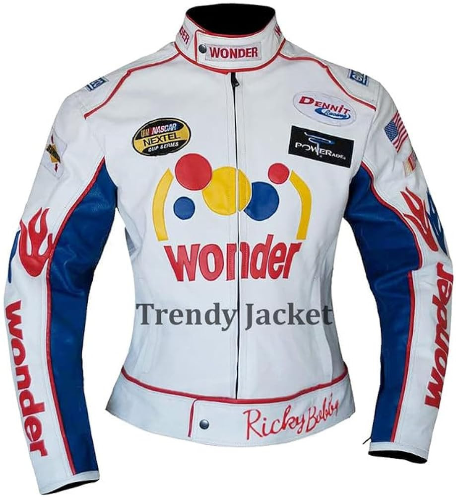 Womens Talladega Racing Nights Wife Costume Jacket - Carley Bobby White Faux Leather Biker Jacket | Amazon (US)