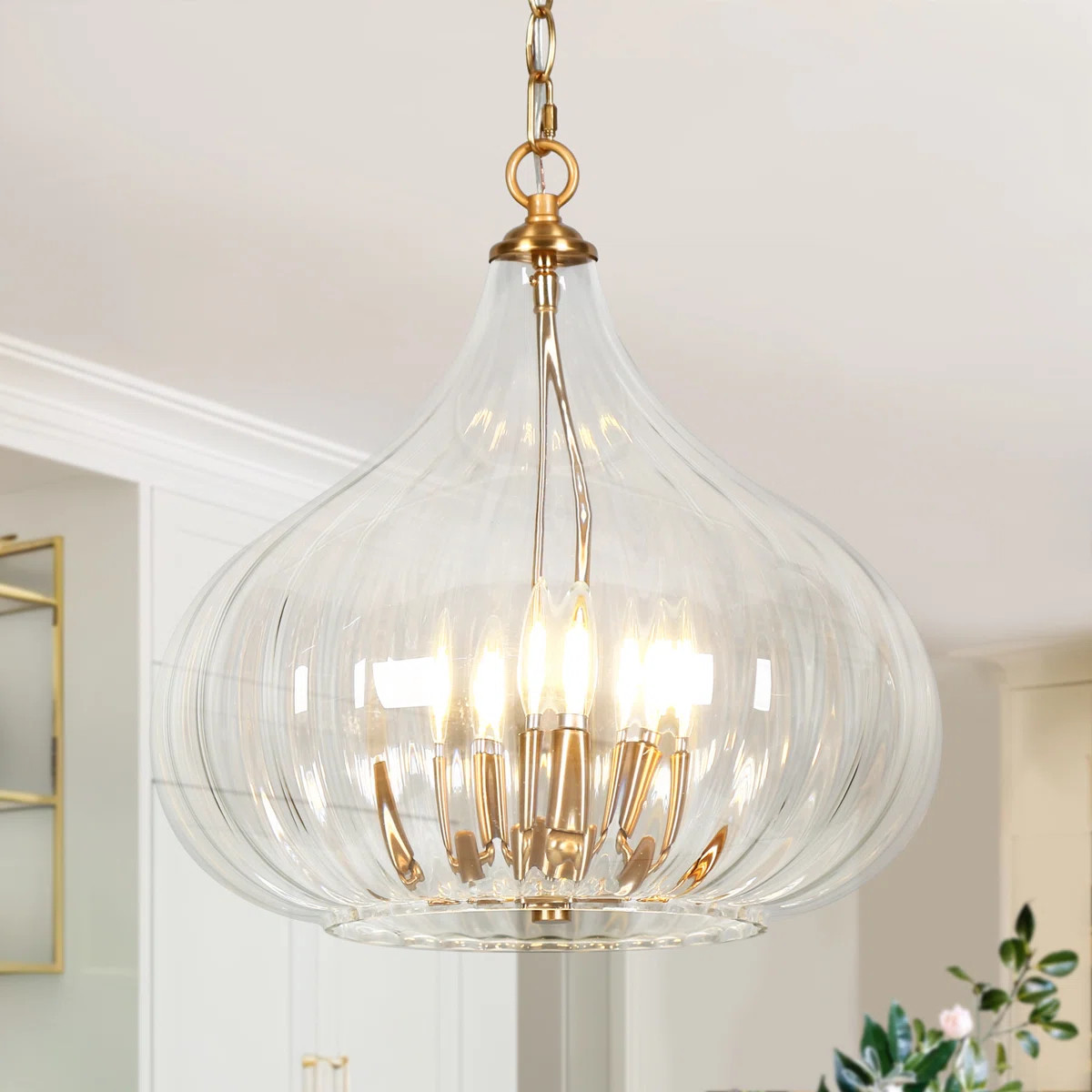Yedidal 3-Light Small Shaded Glass Chandelier With Brass Finish | Wayfair North America
