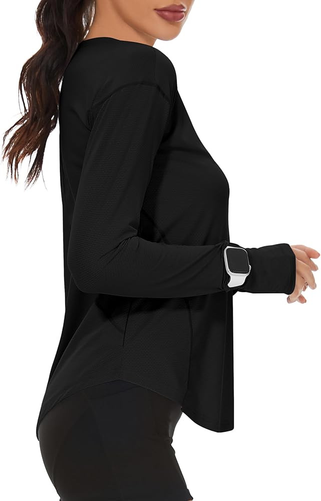 Loovoo Women's Long Sleeve Running Shirts Workout Tops UPF 50+ Sun Shirt Quick Dry Athletic T-Shi... | Amazon (US)