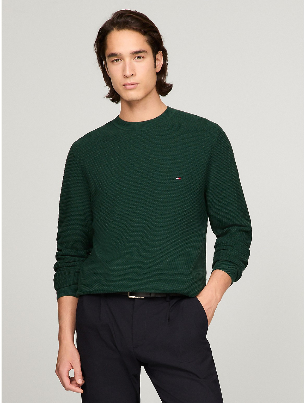 Tommy Hilfiger Men's Structured Crewneck Sweater - Green - XXL | Tommy Hilfiger (US)
