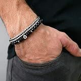 Bracelets For Men - Set of 2 Bracelets For Men - Men's Beaded Bracelet - Set Of Stainless Steel Cuff | Amazon (US)