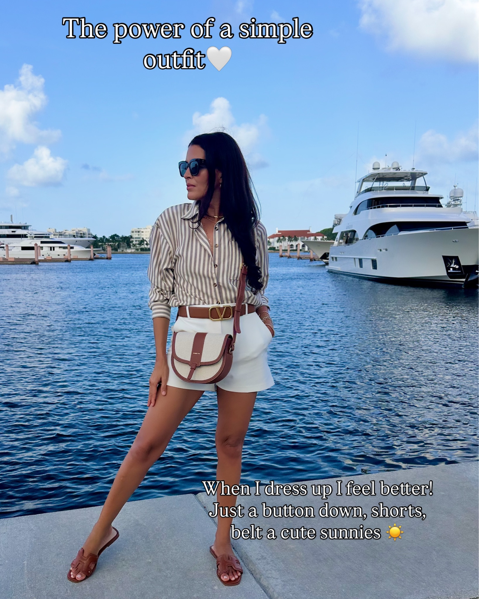 ☀️The power of a simple summer uniform! I feel better when I look better! Do you feel better when you dress up a bit too?

Lip combo: pink toffee + deep taupe lipliner. Size S in shirt, is oversized! Size 4 in shorts, on sale now. Sunnies too! Valentino belt is black/brown. Shoes tts.

#summeroutfit #outfitinspo #lookbetterfeelbetter
(earns commissions)

#LTKgrwm #LTKU #LTKSeasonal