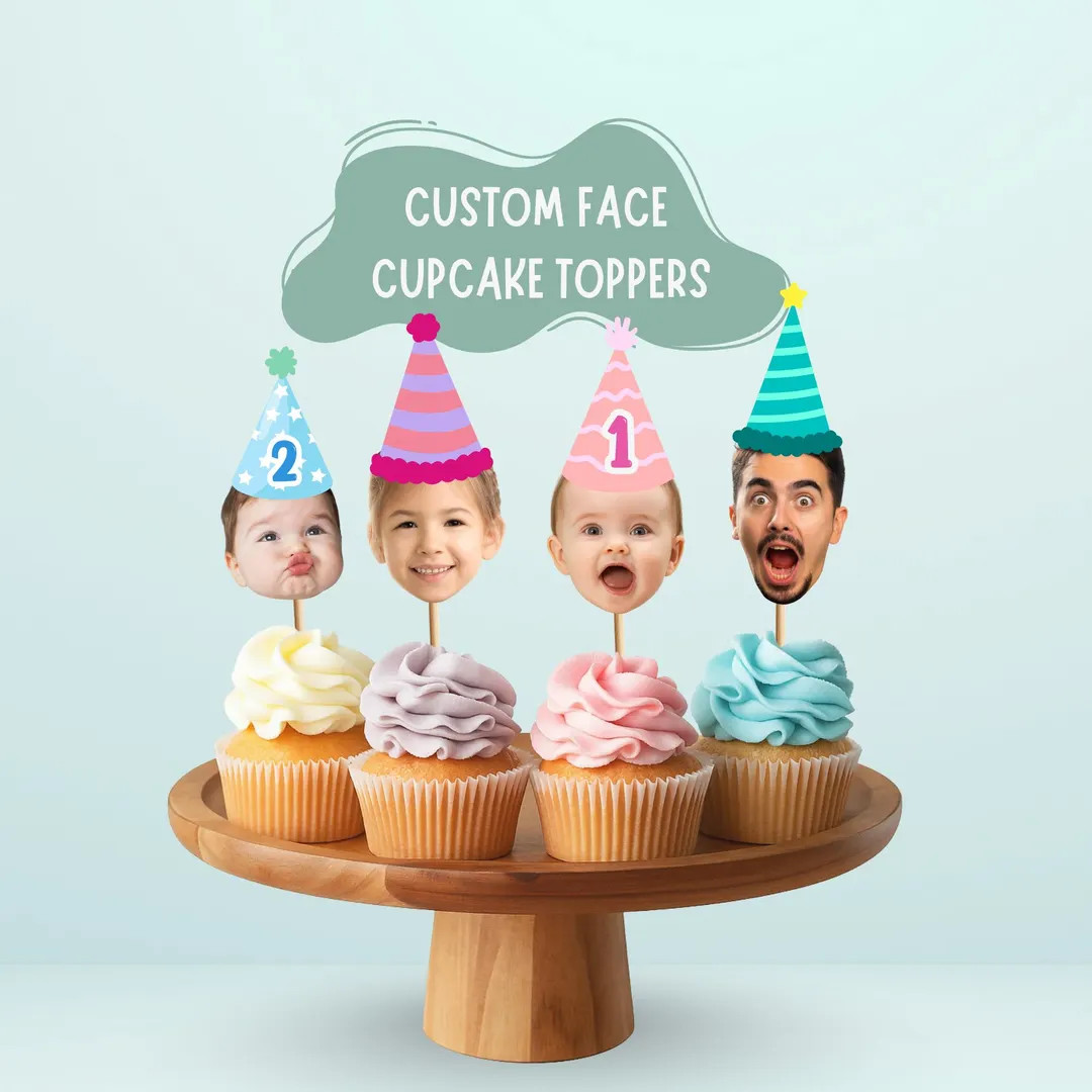 Custom Face Cupcake Toppers for Birthdays – Personalized Photo Party Decor, Head Cutouts for Bi... | Etsy (US)