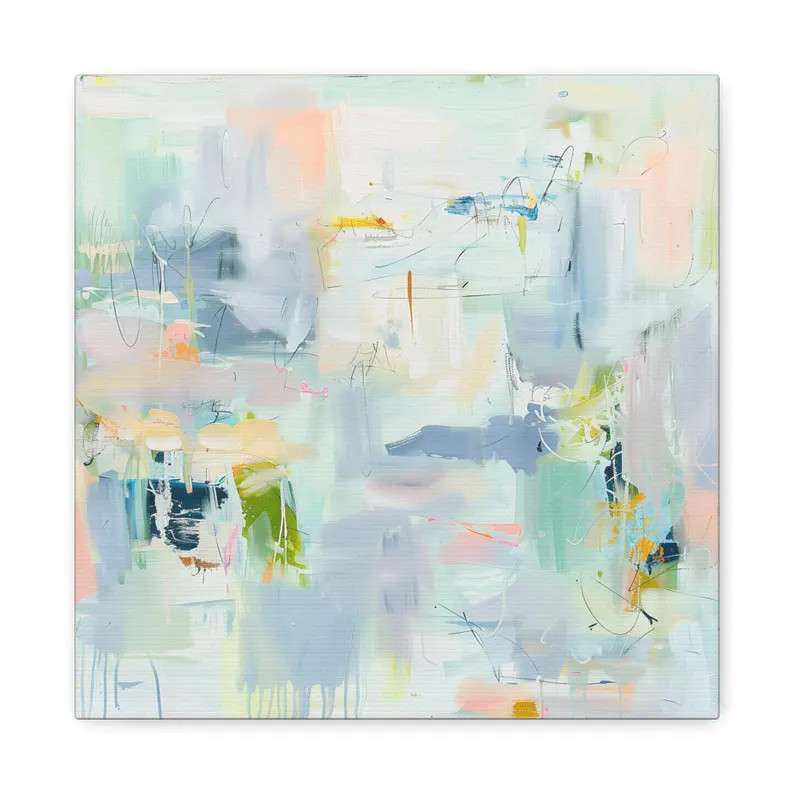 Coral & Blue Abstract Canvas Art: Palm Beach Chinoiserie Print | Etsy (US)