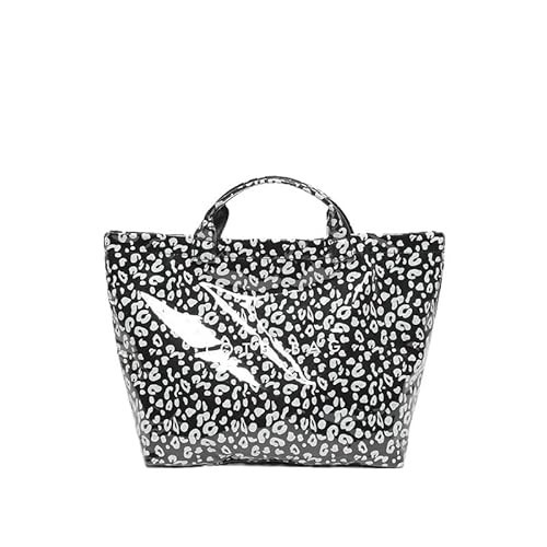 Lushandy PVC Tote Bag for Women Canvas Leopard Tote Bag Cheetah Print Bag Letter Print Tote Handbag Clear PVC Carry All Bag (Black) | Amazon (US)
